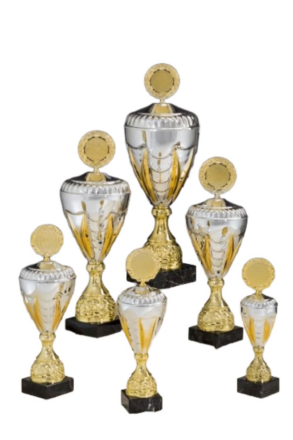 Pokal mit gold-silbernem Wellendesign und losem Deckel