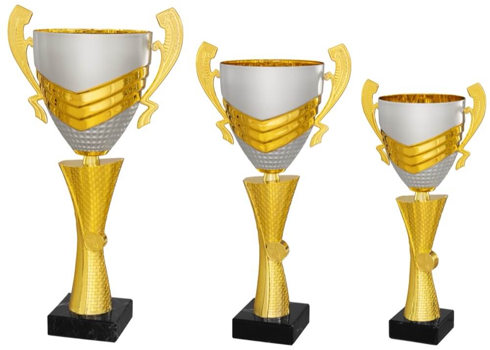 Gold-Silber Henkelpokal mit horizontalen Streifen