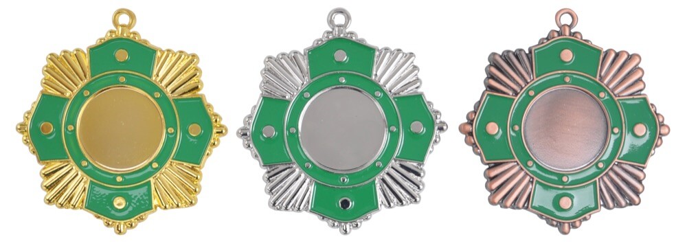 Medaille Gruen mit Blumenmuster für 50 mm Embleme