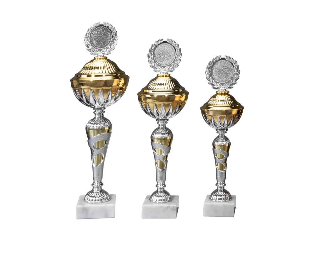 Zweifarbiger Pokal in Gold-Silber mit festem Deckel