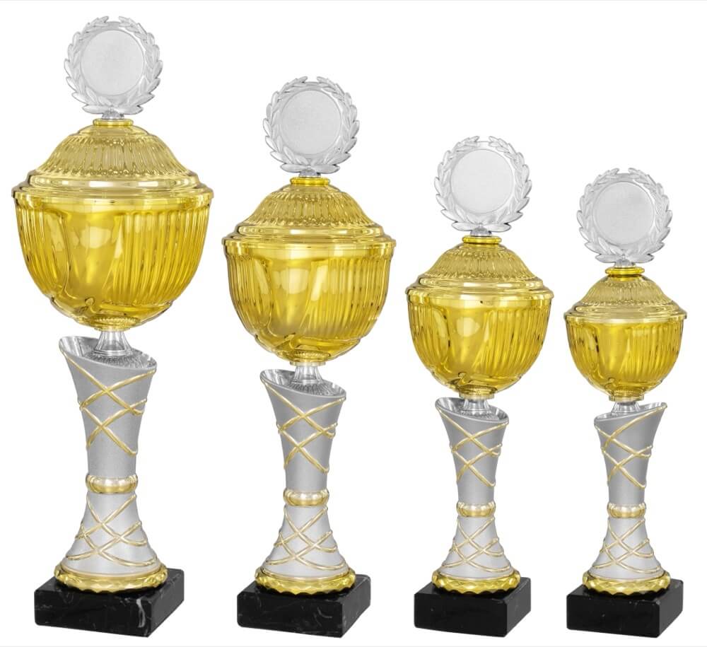 Zweifarbiger Pokal in Gold-Silber mit festem Deckel