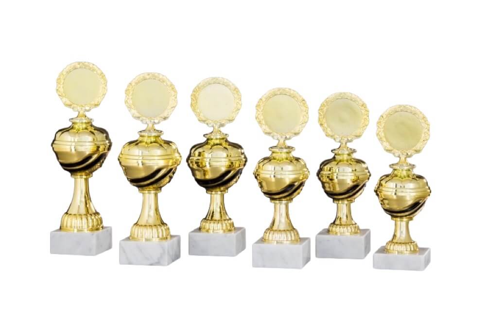 Economy Class Pokal in Gold-Schwarz mit festem Deckel