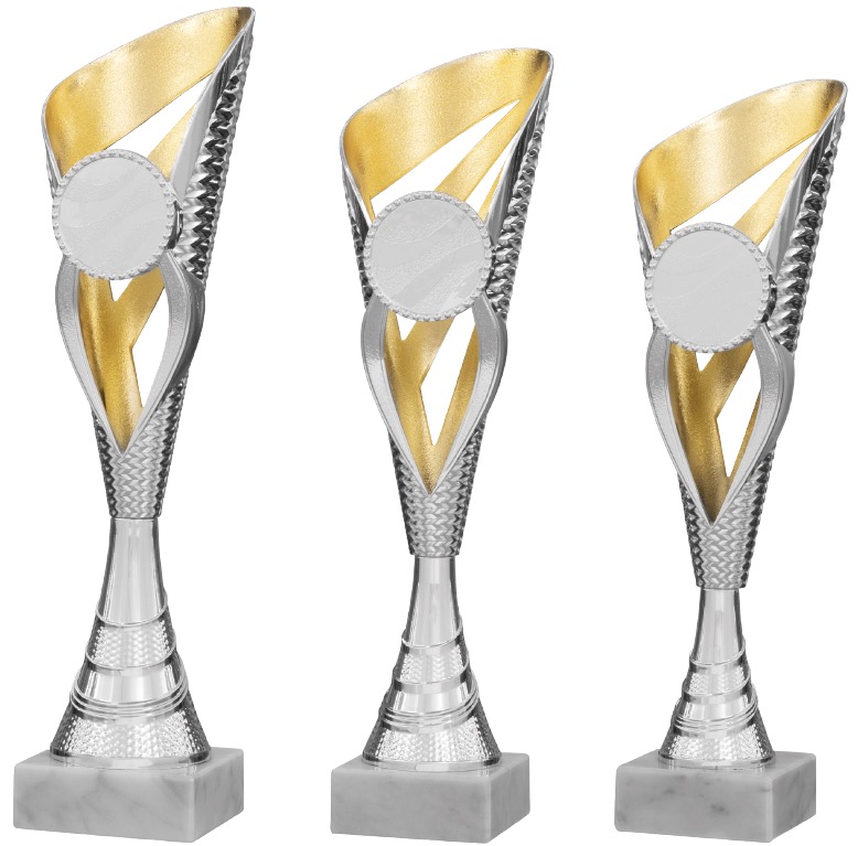 Zweifarbiger Pokal in Gold-Silber mit Emblemhalterung 50mm