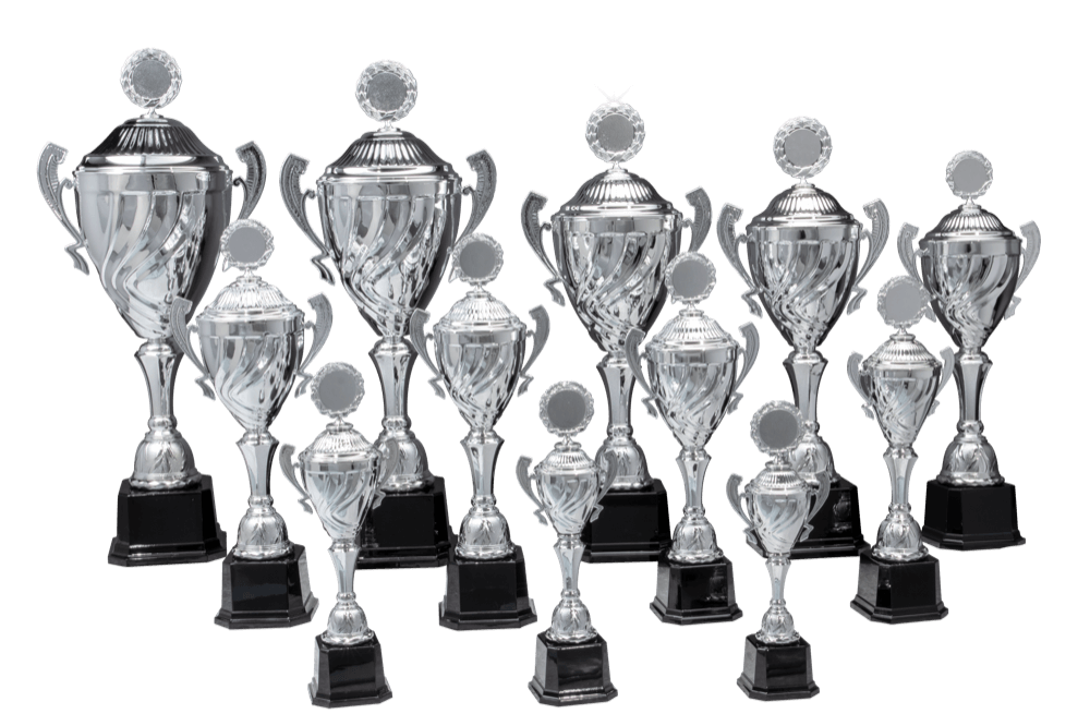 Silberner Henkelpokal mit Wellendesign