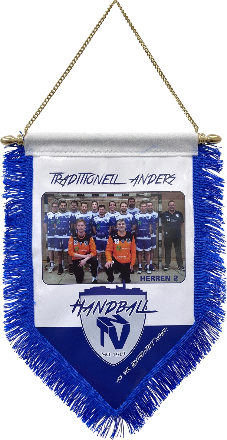 Wimpel mit Fransen und Kettenaufhängung + 2x Knöpfe