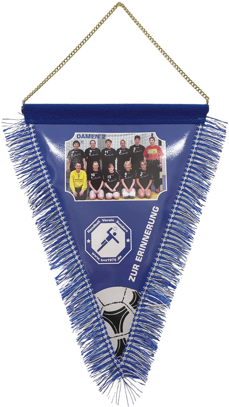 Wimpel mit Fransen und Kettenaufhängung