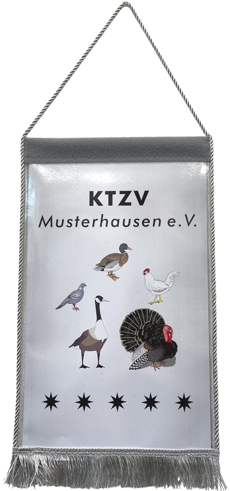 Wimpel mit Fransen (unten) und Kordelaufhängung