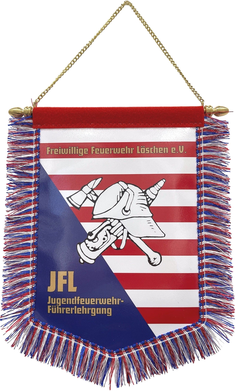 Wimpel mit Fransen und Kettenaufhängung + 2x Knöpfe