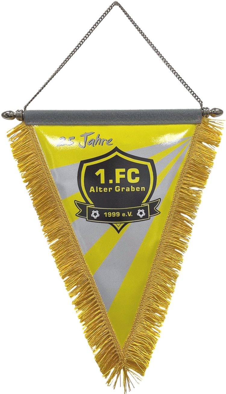 Wimpel mit Fransen und Kettenaufhängung + 2x Knöpfe