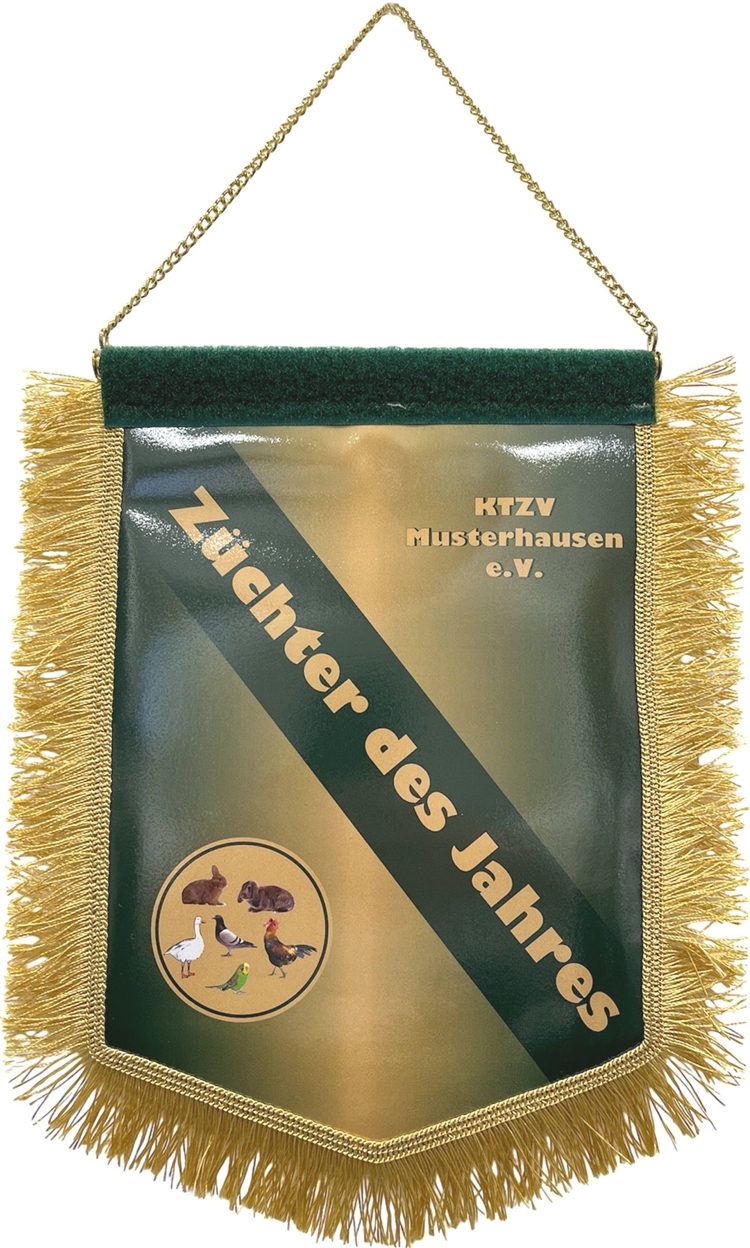 Wimpel mit Fransen und Kettenaufhängung