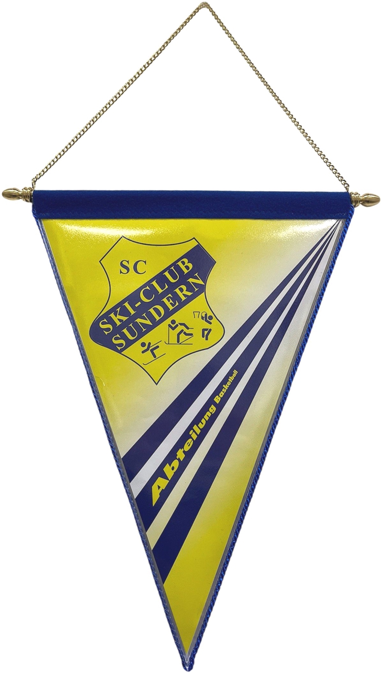 Wimpel mit Kordel und Kettenaufhängung + 2x Knöpfe