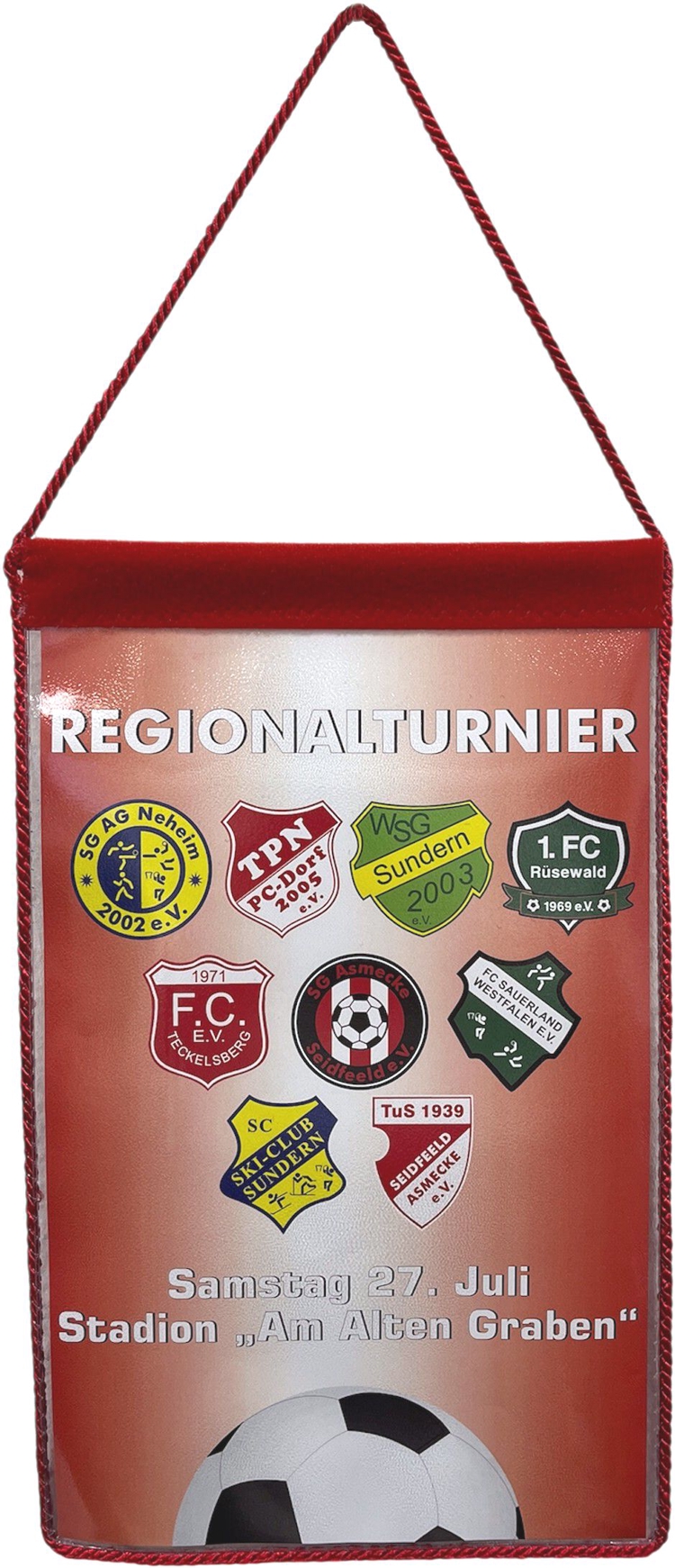 Wimpel mit Kordel und Kordelaufhängung