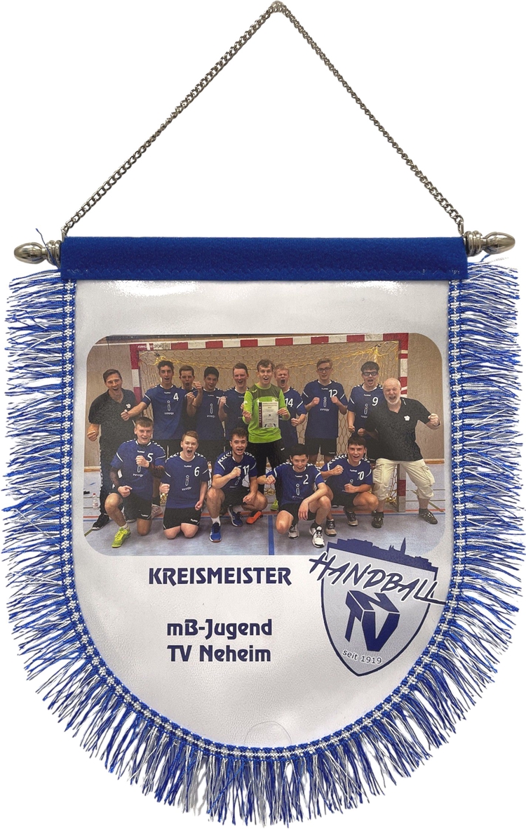 Wimpel mit Fransen und Kettenaufhängung + 2x Knöpfe